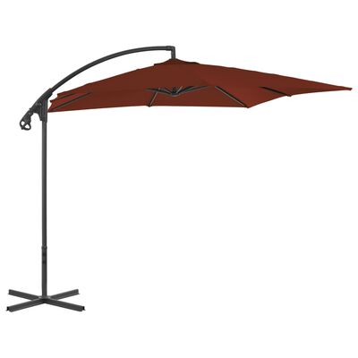 vidaXL Umbrelă suspendată cu stâlp din oțel, teracota, 250 x 250 cm