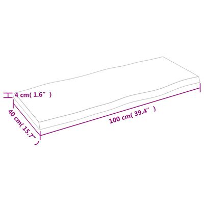 vidaXL Blat masă, 100x40x(2-4) cm, maro, lemn tratat contur organic