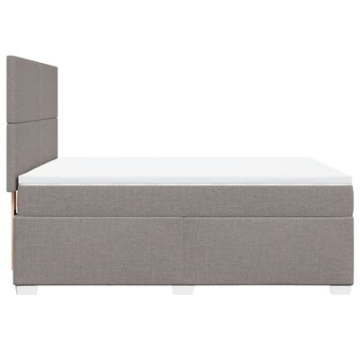 vidaXL Pat box spring cu saltea, gri taupe, 160x200 cm material textil