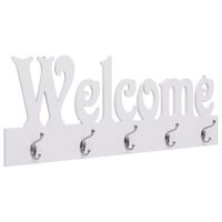 vidaXL Cuier de perete WELCOME, alb, 74 x 29,5 cm