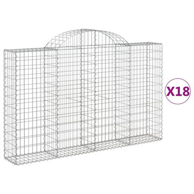 vidaXL Coșuri gabion arcuite 18 buc, 200x30x120/140cm, fier galvanizat