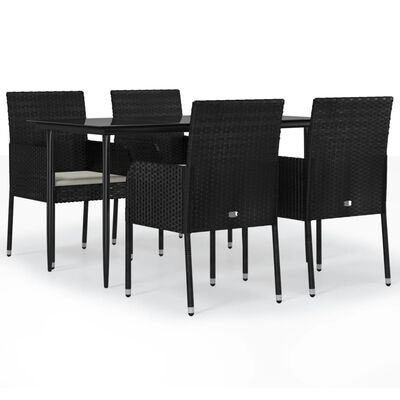 vidaXL Set mobilier de grădină cu perne, 5 piese, negru, poliratan