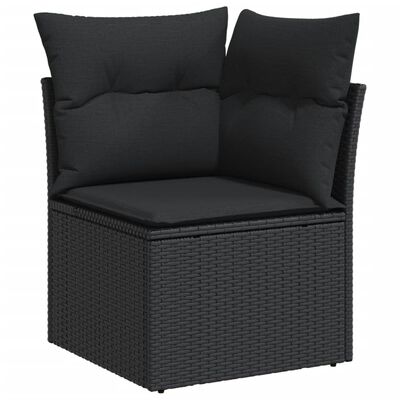 vidaXL Set mobilier de grădină cu perne, 8 piese, negru, poliratan