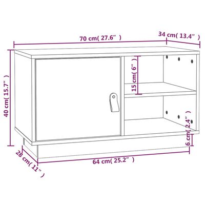 vidaXL Comodă TV, maro miere, 70x34x40 cm, lemn masiv de pin