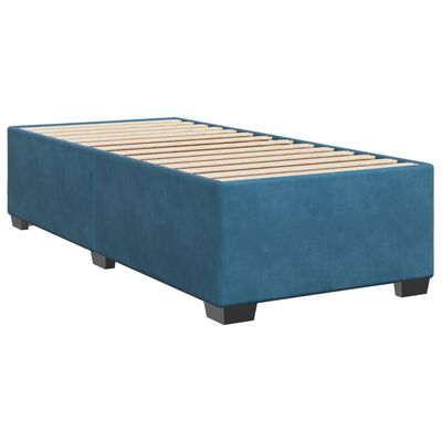 vidaXL Pat box spring cu saltea, albastru, 90x190 cm, catifea