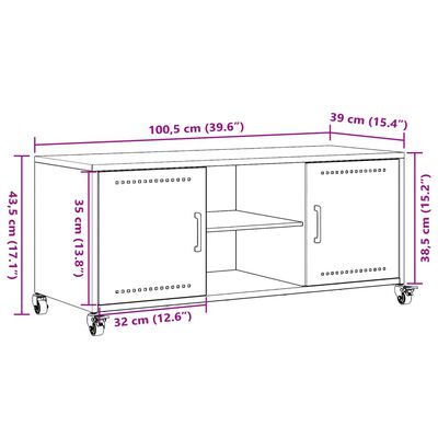 vidaXL Dulap TV, roz, 100,5x39x43,5 cm, oțel