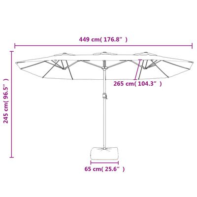 vidaXL Umbrelă de soare cu două capete cu LED, antracit, 449x245 cm