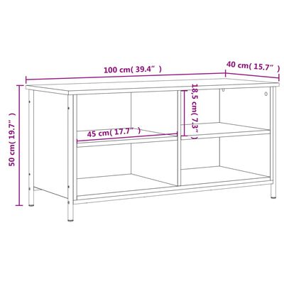 vidaXL Comodă TV, stejar maro, 100x40x50 cm, lemn prelucrat