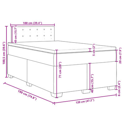 vidaXL Pat box spring cu saltea, negru, 120x190 cm, catifea