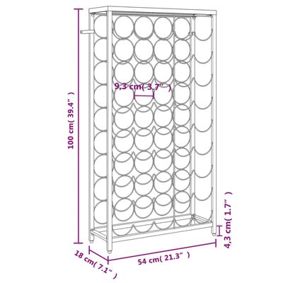 vidaXL Suport sticle vin, 45 de sticle negru 54x18x100 cm fier forjat