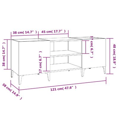 vidaXL Dulap pentru discuri stejar sonoma 121x38x48 cm, lemn prelucrat