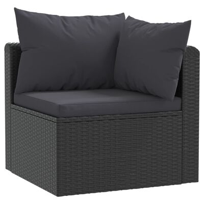 vidaXL Set mobilier de grădină cu perne, 7 piese, negru, poliratan