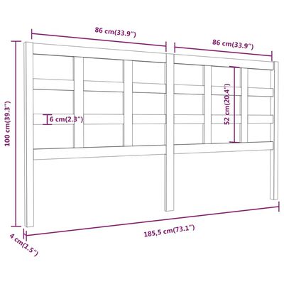 vidaXL Tăblie de pat, 185,5x4x100 cm, lemn masiv de pin