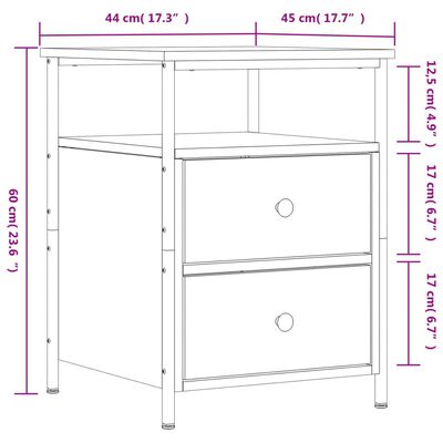 vidaXL Noptiere, 2 buc., stejar maro, 44x45x60 cm, lemn compozit