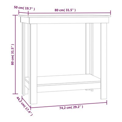 vidaXL Banc de lucru, maro miere, 80x50x80 cm, lemn masiv pin