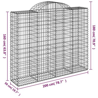 vidaXL Coșuri gabion arcuite 7 buc, 200x50x160/180 cm, fier galvanizat