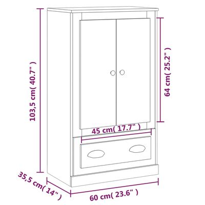 vidaXL Dulap înalt, alb extralucios, 60x35,5x103,5 cm, lemn prelucrat