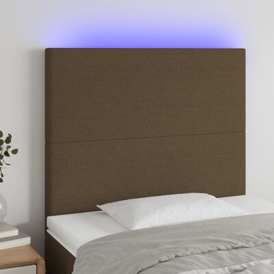 vidaXL Tăblie de pat cu LED, maro închis, 80x5x118/128 cm, textil