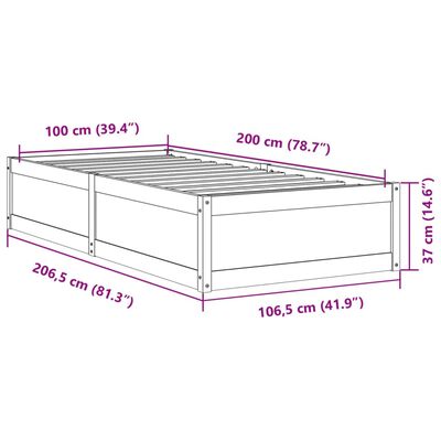 vidaXL Cadru pat fără saltea, 100x200 cm, lemn masiv pin