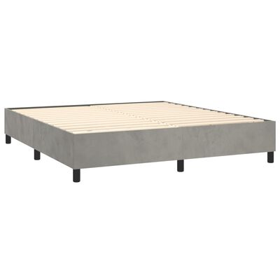 vidaXL Pat box spring cu saltea, gri deschis, 180x200 cm, catifea