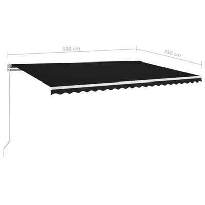 vidaXL Copertină retractabilă manual cu LED, antracit, 500x350 cm