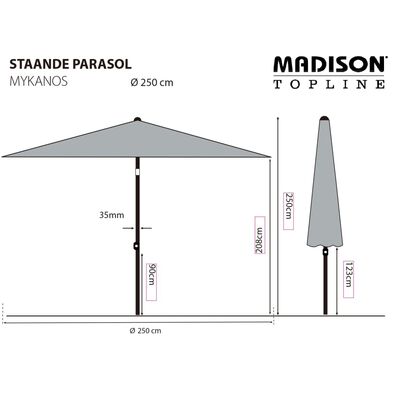 Madison Umbrelă de soare de grădină "Mykanos", verde, 250 cm