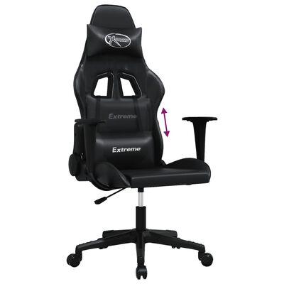 vidaXL Scaun de gaming de masaj, negru, piele ecologică