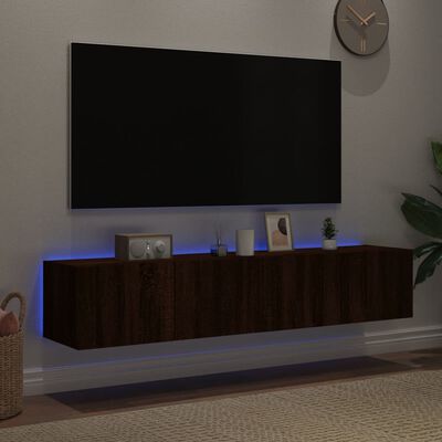 vidaXL Comodă TV de perete cu LED, 2 buc. stejar maro, 80x35x31 cm