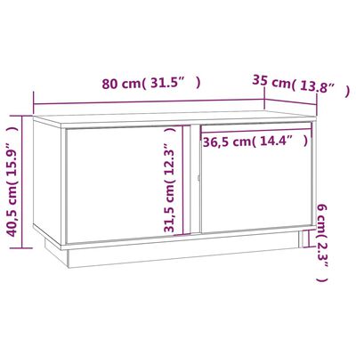 vidaXL Comodă TV, alb, 80x35x40,5 cm, lemn masiv de pin