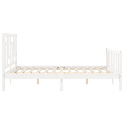 vidaXL Cadru de pat cu tăblie, alb, 160x200 cm, lemn masiv