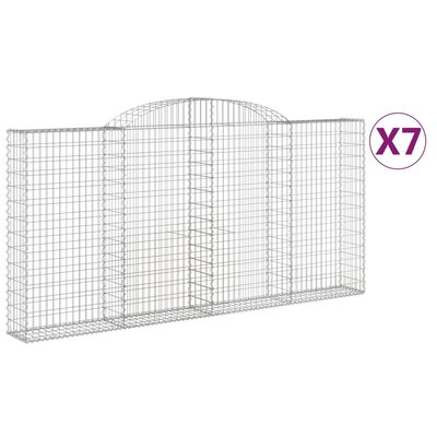 vidaXL Coșuri gabion arcuite 7 buc. 300x30x140/160 cm fier galvanizat