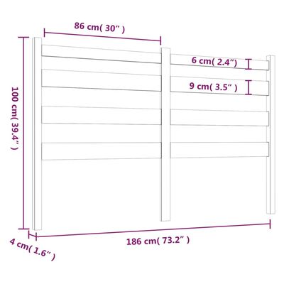 vidaXL Tăblie de pat, gri, 186x4x100 cm, lemn masiv de pin