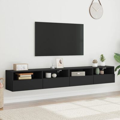 vidaXL Dulapuri TV de perete 2 buc. negru 100x30x30 cm lemn compozit