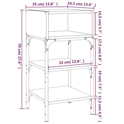 vidaXL Noptiere, 2 buc., stejar fumuriu, 35x34,5x70 cm, lemn compozit