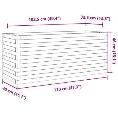 vidaXL Jardinieră de grădină, 110x40x46 cm, lemn de pin impregnat