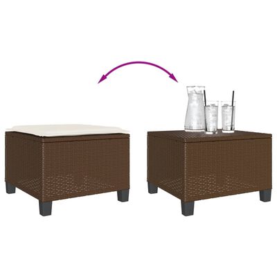 vidaXL Set bistro cu perne, 3 piese, maro, poliratan