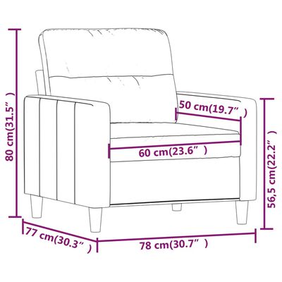 vidaXL Fotoliu canapea, crem, 60 cm, material textil