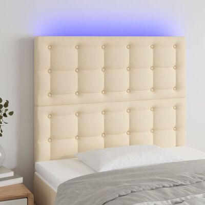 vidaXL Tăblie de pat cu LED, crem, 100x5x118/128 cm, textil