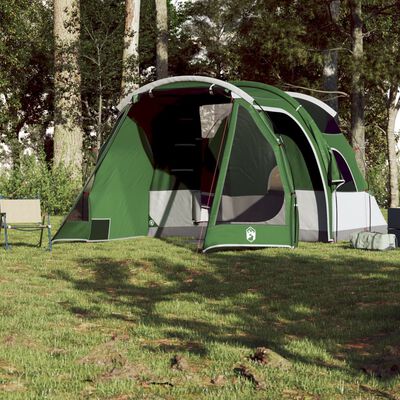 vidaXL Cort de camping tunel pentru 4 persoane, verde, impermeabil