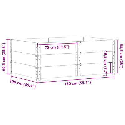 vidaXL Rame pentru paleți, 3 buc., negru, 150x100 cm, lemn masiv pin