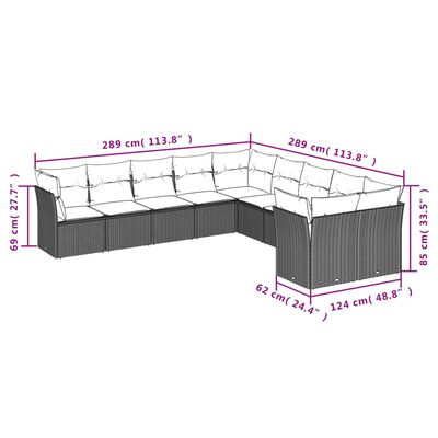 vidaXL Set canapele de grădină cu perne, 10 piese, bej, poliratan