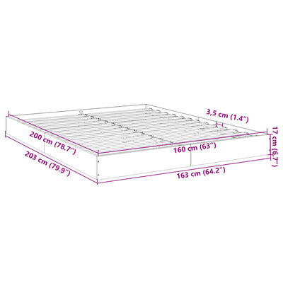 vidaXL Cadru de pat, stejar fumuriu, 160x200 cm, lemn prelucrat