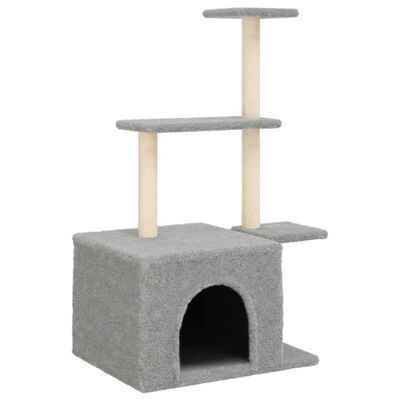 vidaXL Ansamblu pisici, stâlpi din funie sisal, gri deschis, 110 cm