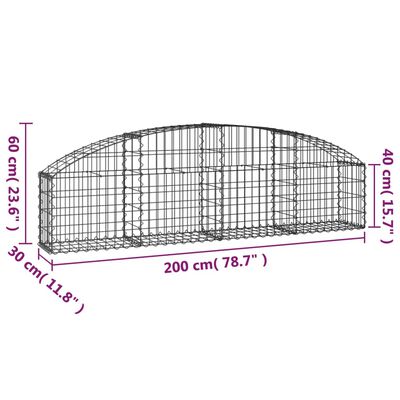 vidaXL Coș gabion arcuit, 200x30x40/60 cm, fier galvanizat