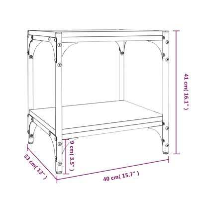 vidaXL Comodă TV, stejar fumuriu, 40x33x41 cm, lemn prelucrat și oțel