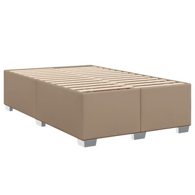 vidaXL Pat box spring cu saltea, cappuccino, 120x200cm piele ecologică