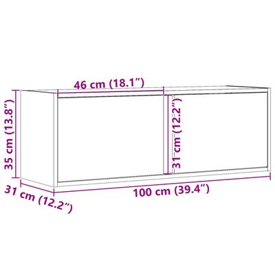 vidaXL Dulap TV de perete cu lumini LED, gri beton, 100x31x35 cm