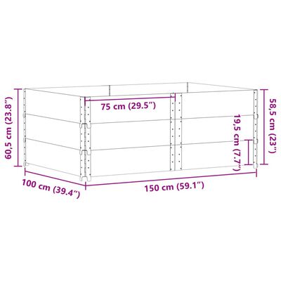 vidaXL Jardinieră de grădină, maro, 150x100 cm, lemn masiv de pin