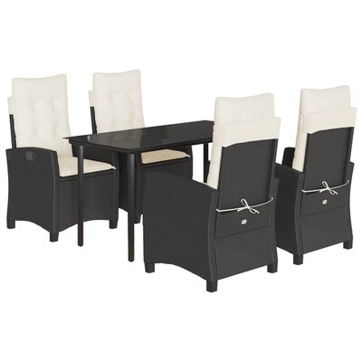 vidaXL Set mobilier de grădină cu perne, 5 piese, negru, poliratan