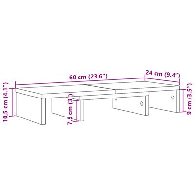 vidaXL Suport monitor reglabil lemn vechi 60x24x10,5 cm lemn prelucrat